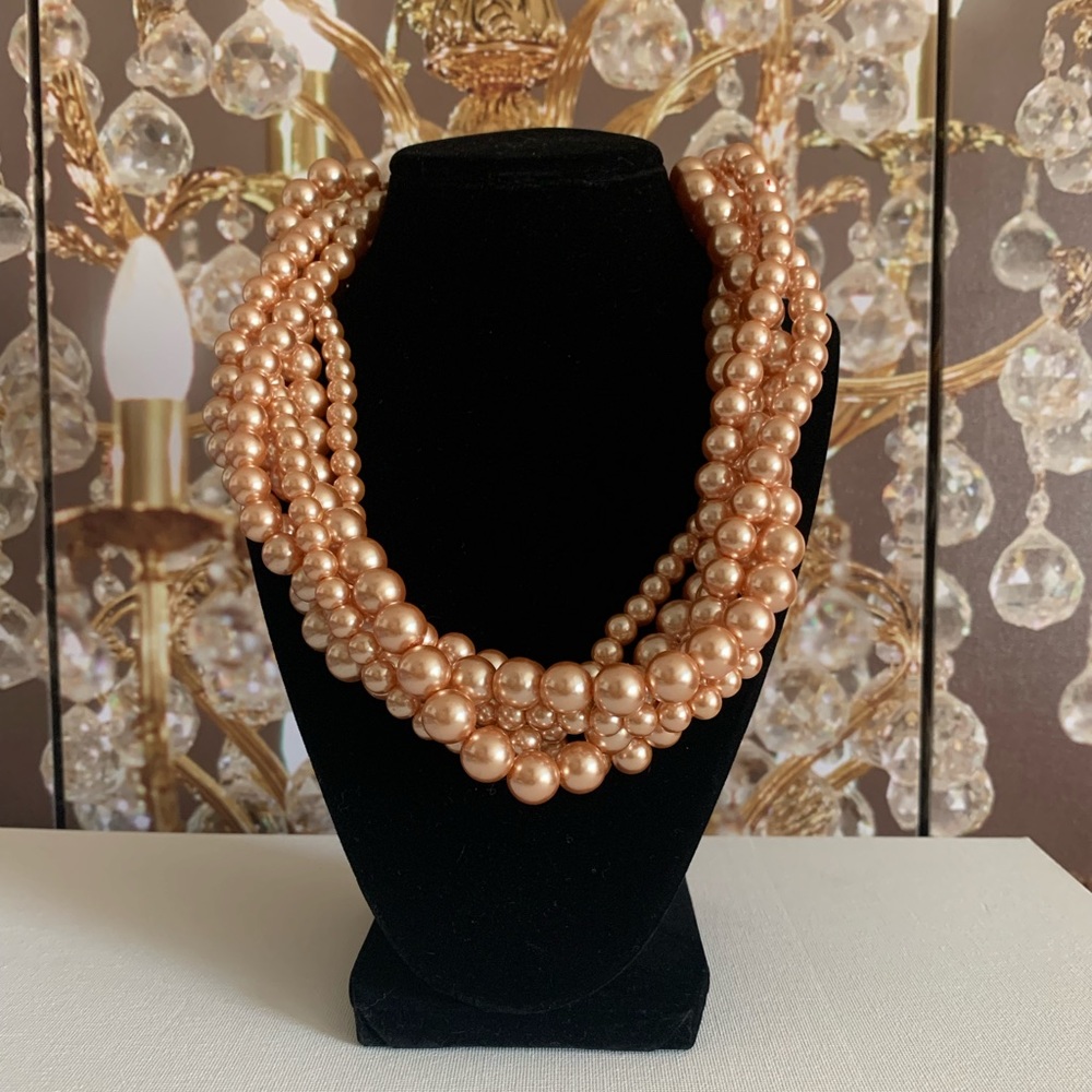 Multi strand Faux Pearls- Peach